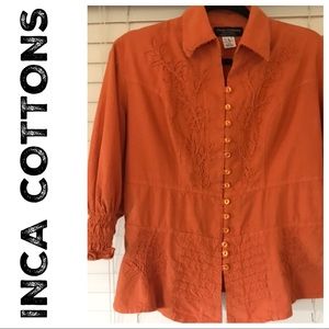 INCA COTTONS Button Down Top Size Large